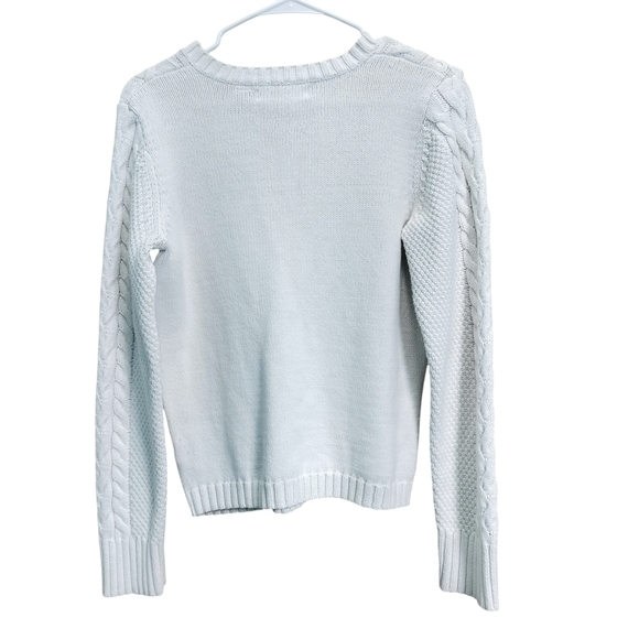 Liz Claiborne V-Neck Cable Knit Sweater - Cream/Oatmeal Size M - Picture 2 of 4